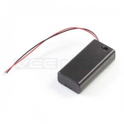 2xAA Black Battery holder with wire and Switch