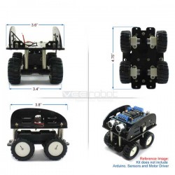 4WD Chassis with N20 Metal Gear Motors - Black Acrylic